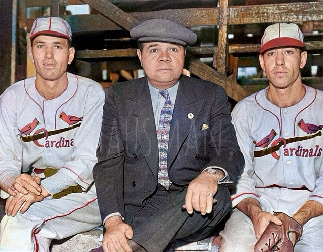 From left to right Dizzy Dean, Babe Ruth, and Paul Dean ca. 1934